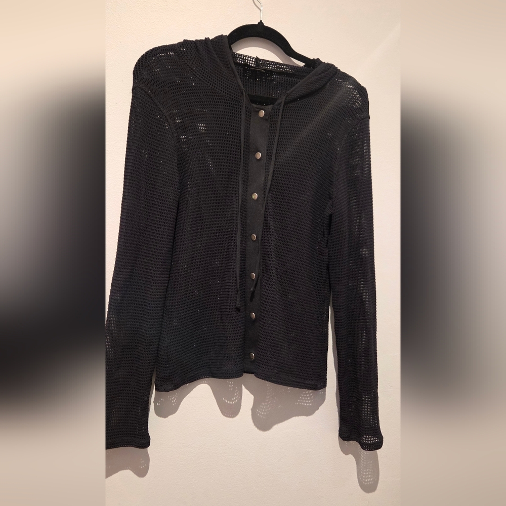 La Blanca By Rod Beattie Black Mesh Women's Coverup Top. EUC Size S